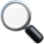 Magnifying glass with a silver rim and black handle.